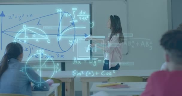 Animatie Van Gegevensverwerking Diverse Leerlingen School Kunstmatige Intelligentie Onderwijs Verbindingen — Stockvideo