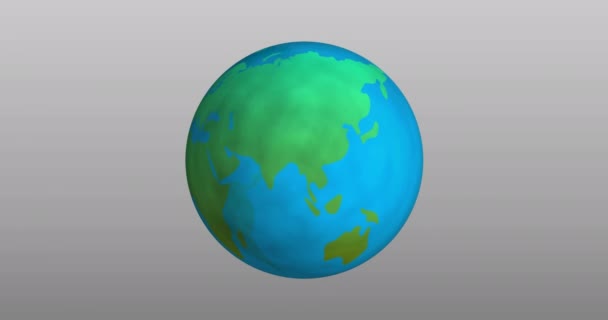 Animatie Van Draaiende Globe Grijze Achtergrond Technologie Digitaal Interface Concept — Stockvideo