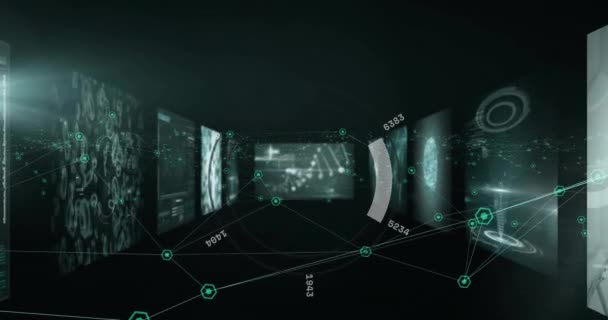 Animace Sítě Připojení Skenováním Rozsahu Přes Digitální Obrazovky Technologie Koncepce — Stock video