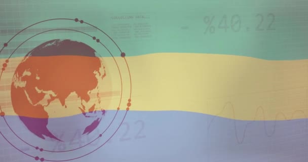 Анимация Флага Над Земным Шаром Графики Обработка Данных Национальное Деловое — стоковое видео