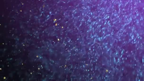 Yüzen Yıldızların Üzerindeki Mor Noktaların Animasyonu Teknoloji Dijital Arayüz Kavramı — Stok video