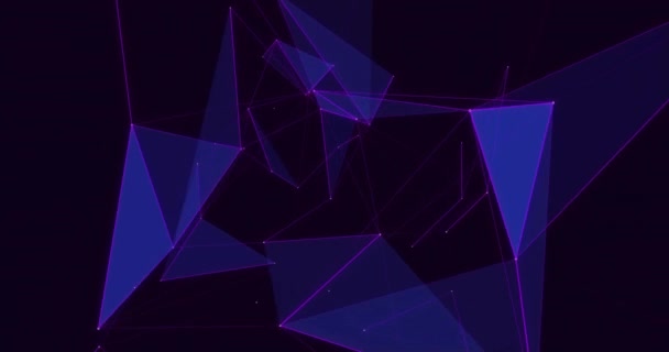 黒い背景の青い形のアニメーション パターンとデジタルインターフェースのコンセプトデジタル生成ビデオ — ストック動画