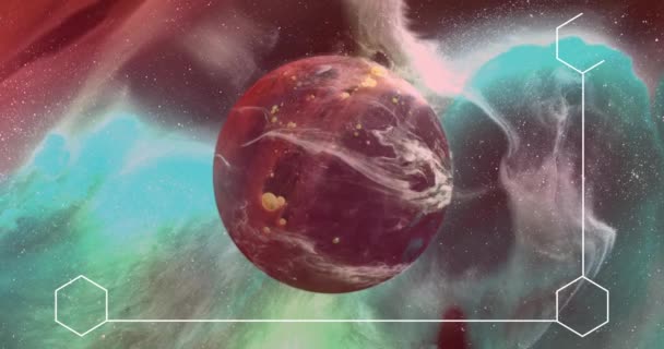 Animace Bílého Rámu Obloze Hvězdami Prostor Planety Koncepce Světla Digitálně — Stock video