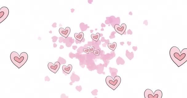 Animasi Hati Merah Muda Pada Latar Belakang Putih Love Bentuk — Stok Video
