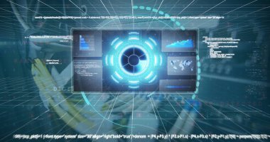 Bilgisayar kabloları üzerinden veri işleme görüntüsü. ağ, iletişim, veri işleme ve teknoloji konsepti dijital olarak oluşturulmuş görüntü.