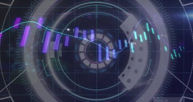 Kapsam taraması ve finansal veri işleme görüntüsü. küresel iş ve finans kavramı dijital olarak oluşturulmuş görüntü.