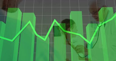 Satış metni üzerinden finansal veri işleme resmi. Küresel iş teknolojisi ve veri işleme kavramı dijital olarak oluşturulmuş görüntü.