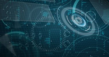 Küre ve bağlantı ağlı metin görüntüsü. Dijital arayüz teknolojisi ve ağ konsepti dijital olarak oluşturuldu.