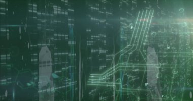 Bağlantı ağı üzerinden veri işleme resmi. Küresel veri işleme ve çevrimiçi güvenlik kavramı dijital olarak oluşturuldu.