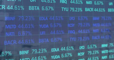 Finansal veri işleme resmi. küresel iş, bağlantılar, dijital arayüz, teknoloji ve ağ konsepti dijital olarak oluşturulmuş görüntü.