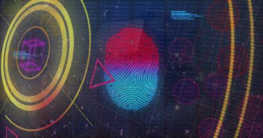 Mavi arkaplanda veri işleme resmi. küresel iş ve dijital arayüz kavramı dijital olarak oluşturulmuş görüntü.