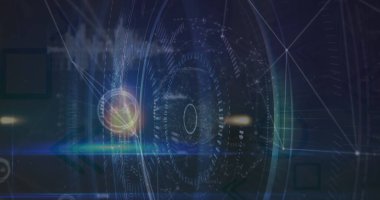 Kapsam taraması ve veri işleme görüntüsü. Dijital olarak oluşturulan küresel çevrimiçi güvenlik, finans, bilgisayar ve veri işleme kavramı.