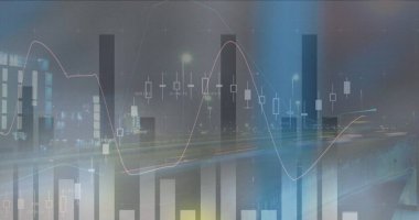 Gece trafiğine karşı istatistiksel veri işleme görüntüsü. İş verileri ve analitik teknoloji kavramı