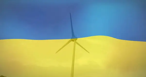 Image Flag Ukraine Wind Turbine Ukraine Crisis Economic Energetic Crash — Stock Photo, Image