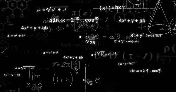 Image Mathematical Equations Black Background Education Learning Knowledge Science Digital — Stock Photo, Image