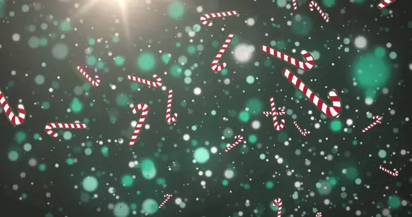 Image Candy Cane Falling Grey Dots Christmas Winter Tradition Celebration — Stock Photo, Image