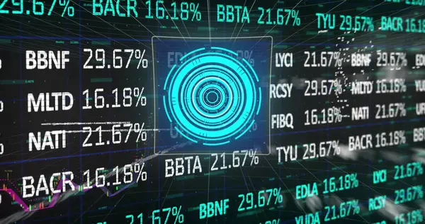 Afbeelding Van Financiële Gegevensverwerking Scope Scanning Zwarte Achtergrond Globaal Financieel — Stockfoto