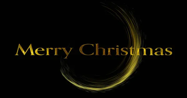 Image Merry Christmas Text Circle Light Trail Black Background Christmas — Stock Photo, Image