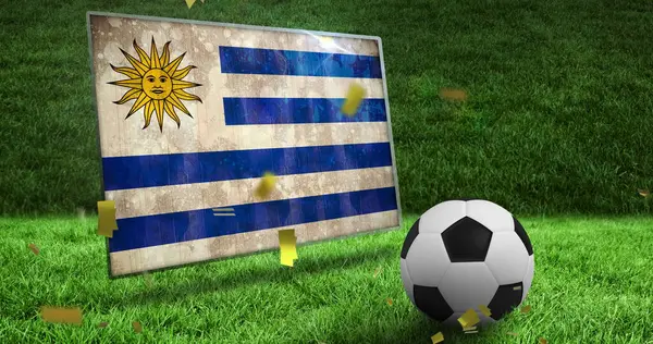 Immagine Coriandoli Bandiera Uruguay Calcio Stadio Sport Globale Patriottismo Concetto — Foto Stock