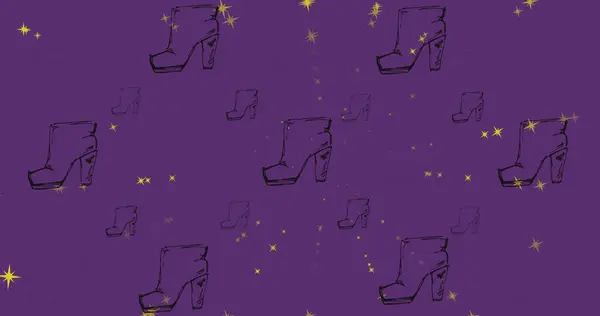 Изображение Сапог Звезд Фиолетовом Фоне Модный Бизнес Магазины Аксессуары Концепция — стоковое фото