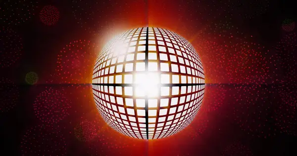 Image Disco Ball Shapes Fireworks Black Backrgound New Year Party — Stock Photo, Image