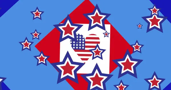 アメリカ合衆国の赤 青の星と心のイメージ アメリカの伝統とお祝いのコンセプトデジタル生成画像 — ストック写真