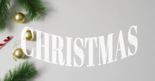クリスマスの装飾上のクリスマスのテキストのイメージ クリスマスとデジタルインターフェースのコンセプトデジタル生成画像 — ストック写真