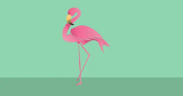 Image Pink Flamingo Icon Green Black Background Animals Icons Background — Stock Photo, Image