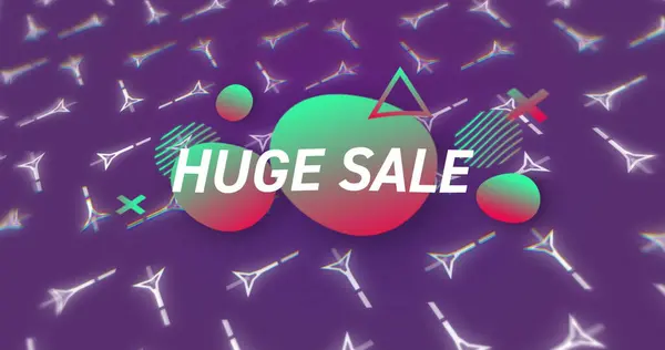 Image Huge Sale Violet Background Rotating White Shapes Shopping Sales — Stock Photo, Image