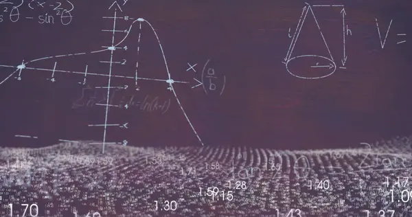 Dette Billede Digitalt Billede Matematiske Ligninger Bevæger Sig Rød Baggrund - Stock-foto