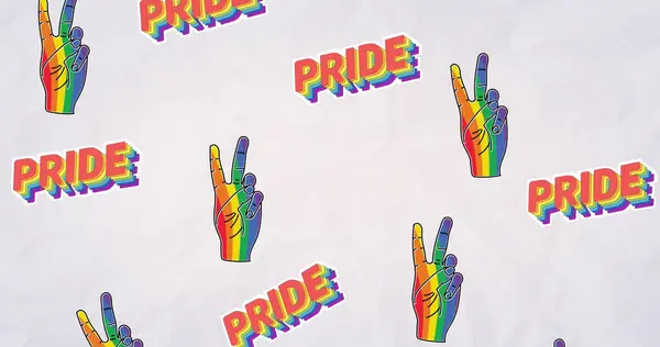 Afbeelding Van Regenboog Trots Tekst Overwinningsborden Regenboog Achtergrond Pride Month — Stockfoto