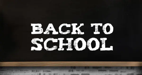 Image Back School Text Female Teacher Blackboard Education Development Learning — Stock Photo, Image