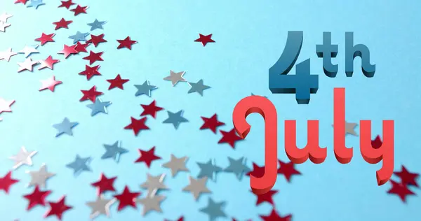 Image 4Th July Text Stars Blue Background American Independence Day — Stock Photo, Image