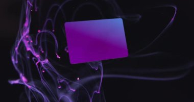Siyah arka plandaki ışık yollarının üzerindeki kredi kartının animasyonu. Finansal, ticari, bilgisayar ve dijital arayüz kavramı dijital olarak oluşturulmuş video.