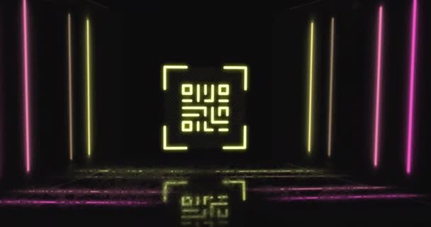 Анімація Коду Світяться Неонові Світлові Сліди Глобальна Кібербезпека Єднання Обчислення — стокове відео