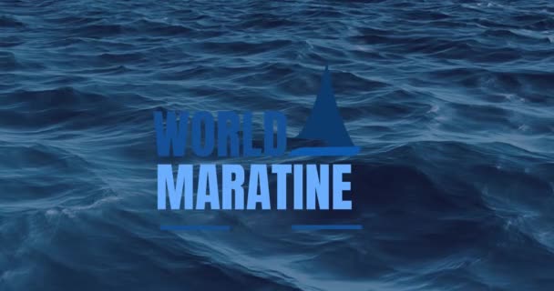 Animación Del Texto Del Día Marítimo Mundial Los Iconos Sobre — Vídeo de stock