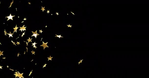 Animación Estrellas Doradas Sobre Fondo Negro Formas Colores Movimiento Concepto — Vídeos de Stock