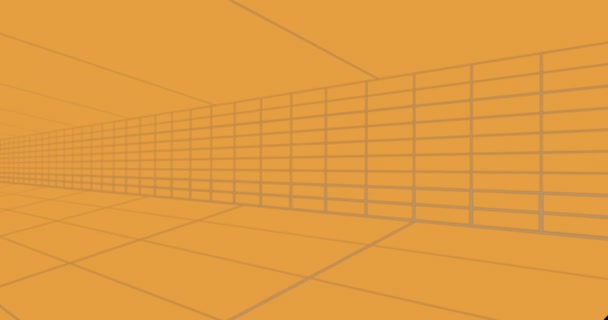 オレンジ色の背景にあるデジタルトンネルのアニメーション テクノロジー パターン デジタルインターフェースのコンセプトデジタル生成ビデオ — ストック動画