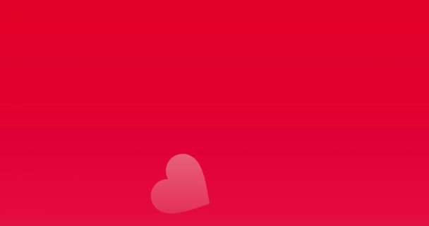 Animace Růžových Srdcí Stoupající Nad Červené Pozadí Láska Valentýn Romantika — Stock video