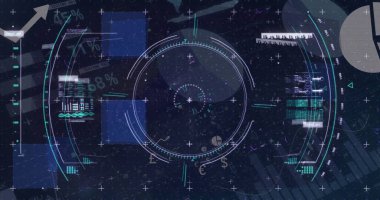 Kapsam taraması ve veri işleme görüntüsü. Küresel iş, finans, bilgisayar ve veri işleme kavramı dijital olarak oluşturulmuş görüntü.