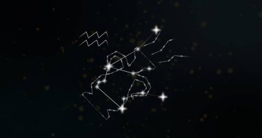 Arka planda duman bulutları üzerinde Kova Yıldızı resmi. Astroloji, yıldız falı ve zodyak konsepti dijital olarak oluşturuldu.