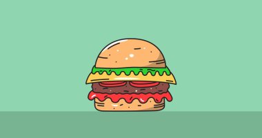 Image of hamburger icon on green black background. Food, icons and background concept digitally generated image. clipart