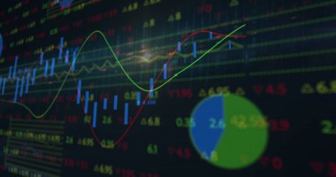 Sayıların değişimi ve istatistiklerin çevrimiçi güvenlik kilidine kaydedilmesi. küresel iş ve finans çevrimiçi güvenlik kavramı dijital olarak oluşturulmuş görüntü.