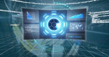 Bilgisayar sunucusu kabloları üzerinden veri işleme resmi. küresel bağlantılar, veri işleme ve hesaplama kavramı dijital olarak oluşturulmuş resim.