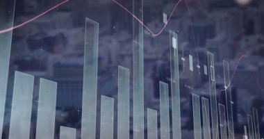 Manzara üzerinde veri işleme resmi. küresel bağlantılar, dijital arayüz ve teknoloji konsepti dijital olarak oluşturulmuş görüntü.