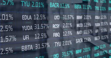 Dükkan içi mali veri işleme görüntüsü. küresel alışveriş, dijital arayüz, teknoloji ve ağ konsepti dijital olarak oluşturulmuş görüntü.