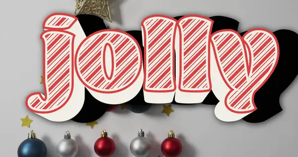 Afbeelding Van Vrolijke Tekst Kerstballen Kerst Digitale Interface Concept Digitaal — Stockfoto