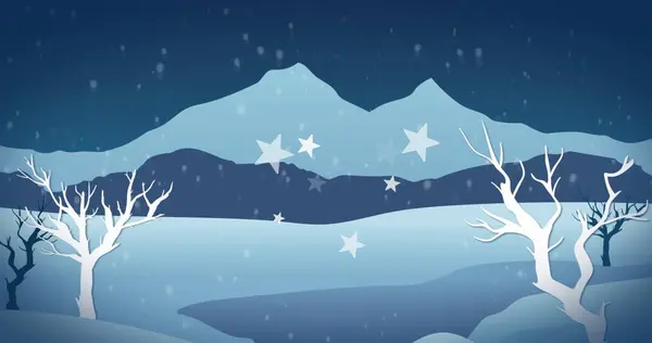 Image Snow Stars Winter Landscape Christmas Tradition Celebration Concept Digitally — Stock Photo, Image