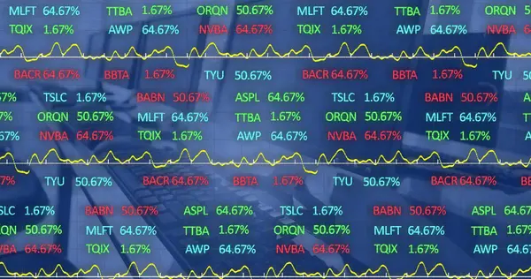 Immagine Dell Elaborazione Dei Dati Del Mercato Azionario Contro Computer — Foto Stock