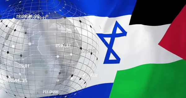 Image Globe Flag Israel Palestine Palestine Israel Conflict Finance Business — Stock Photo, Image
